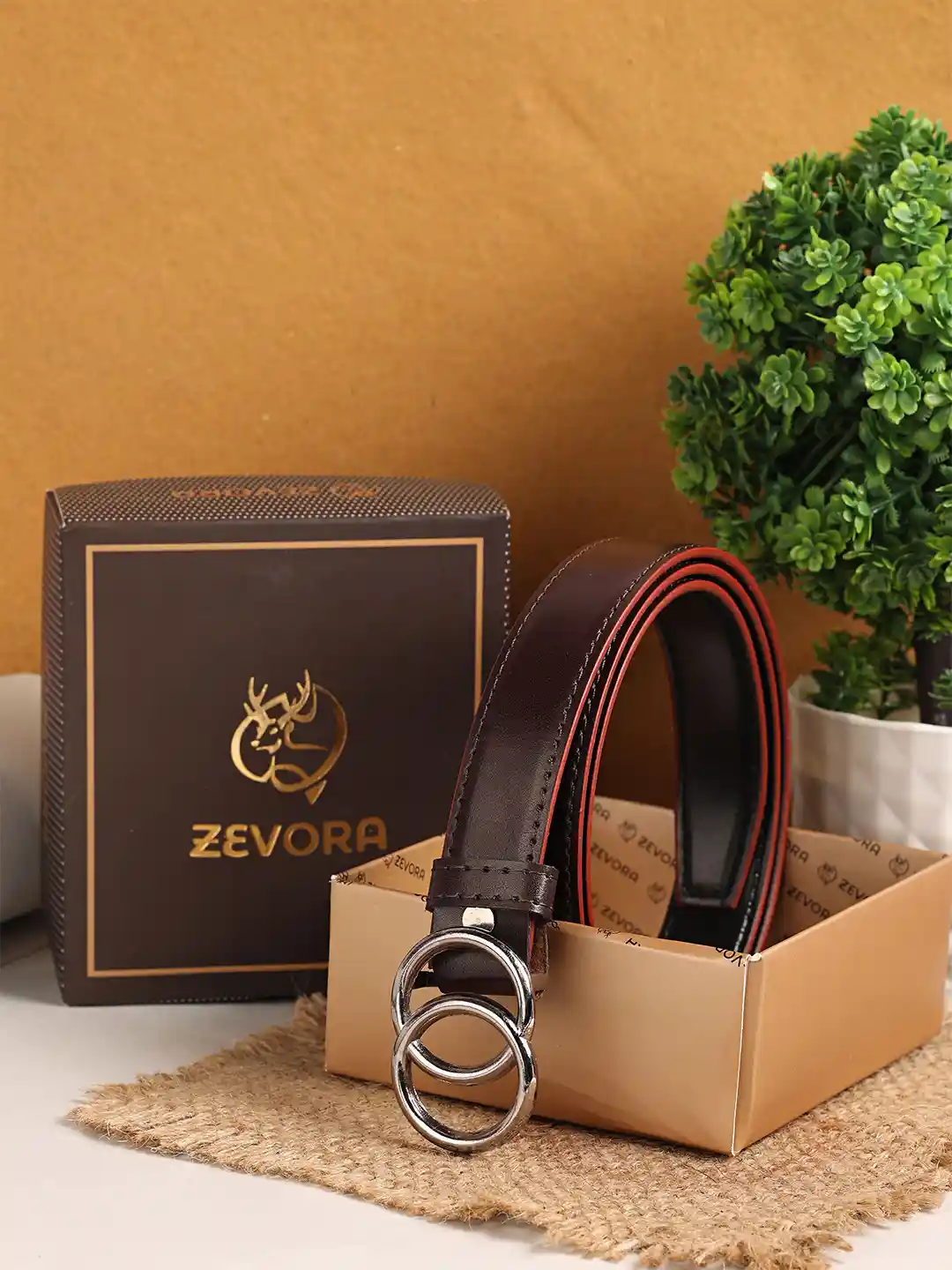 Buy ZEVORA Women Brown Solid Leather Belt Belts for Women