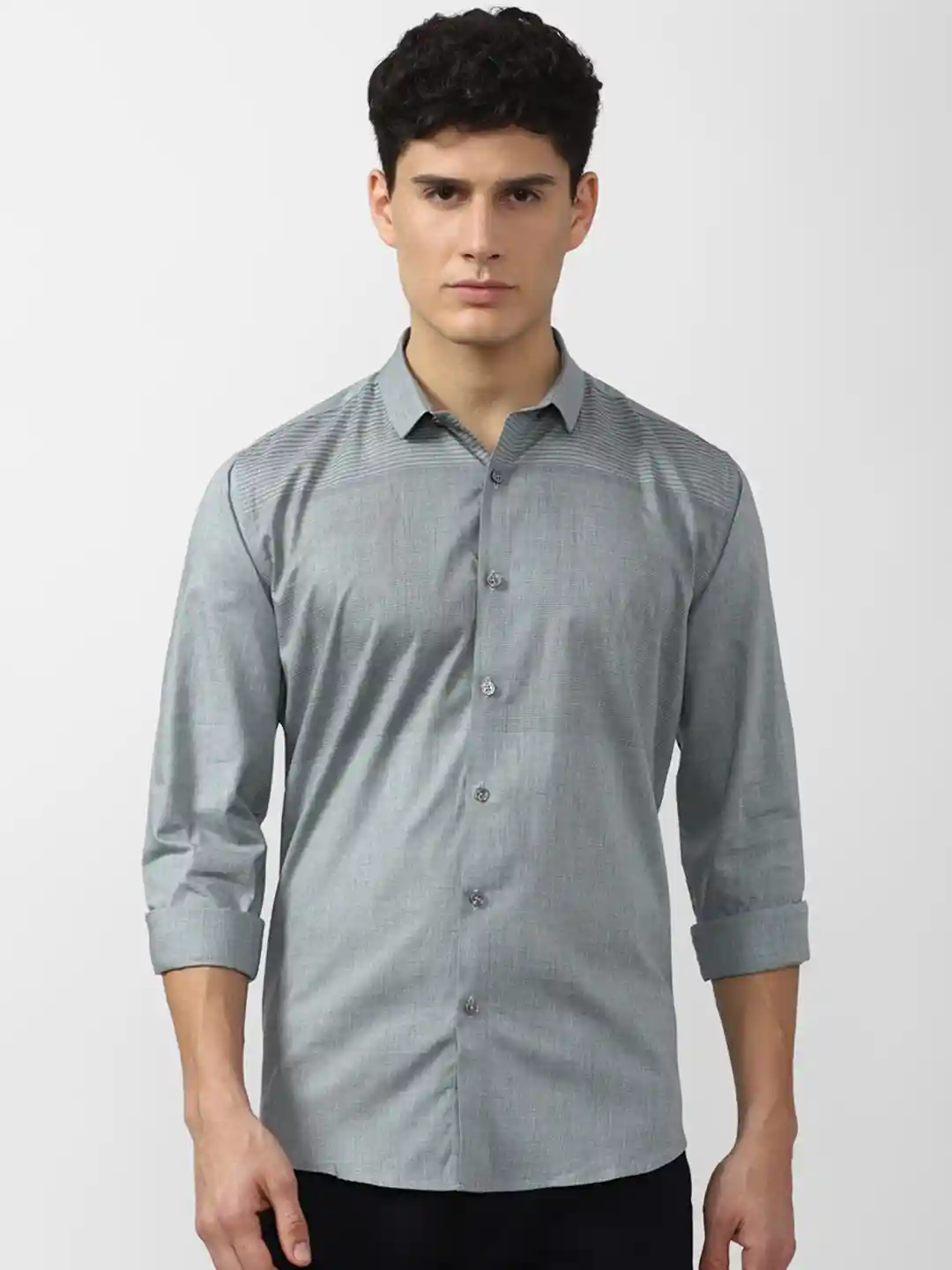 Buy Van Heusen Men Grey Solid Slim Fit Casual Shirt Shirts for