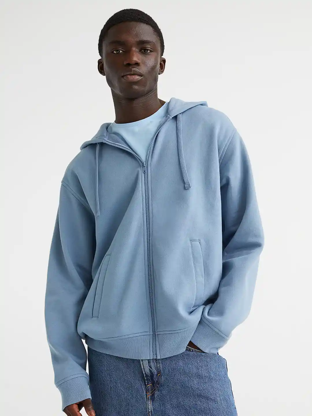 Buy H&M Men Blue Relaxed Fit Zip-through hoodie Sweatshirts for