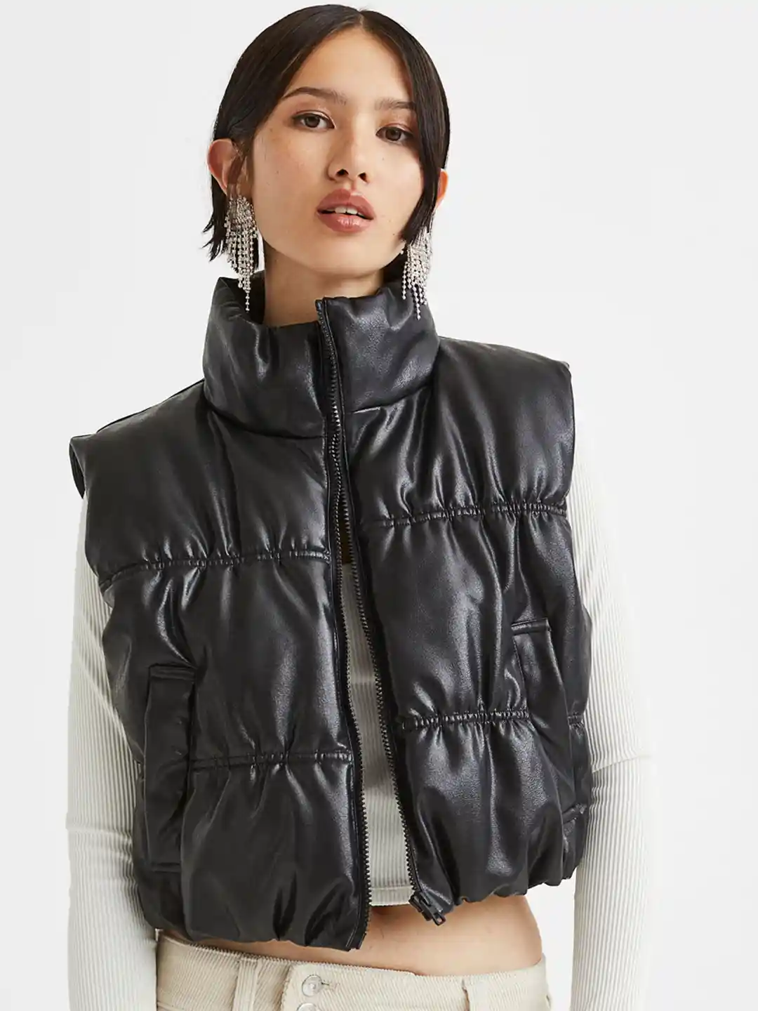 Buy H&M Women Black Puffer Gilet Jackets for Women 19893488 Myntra