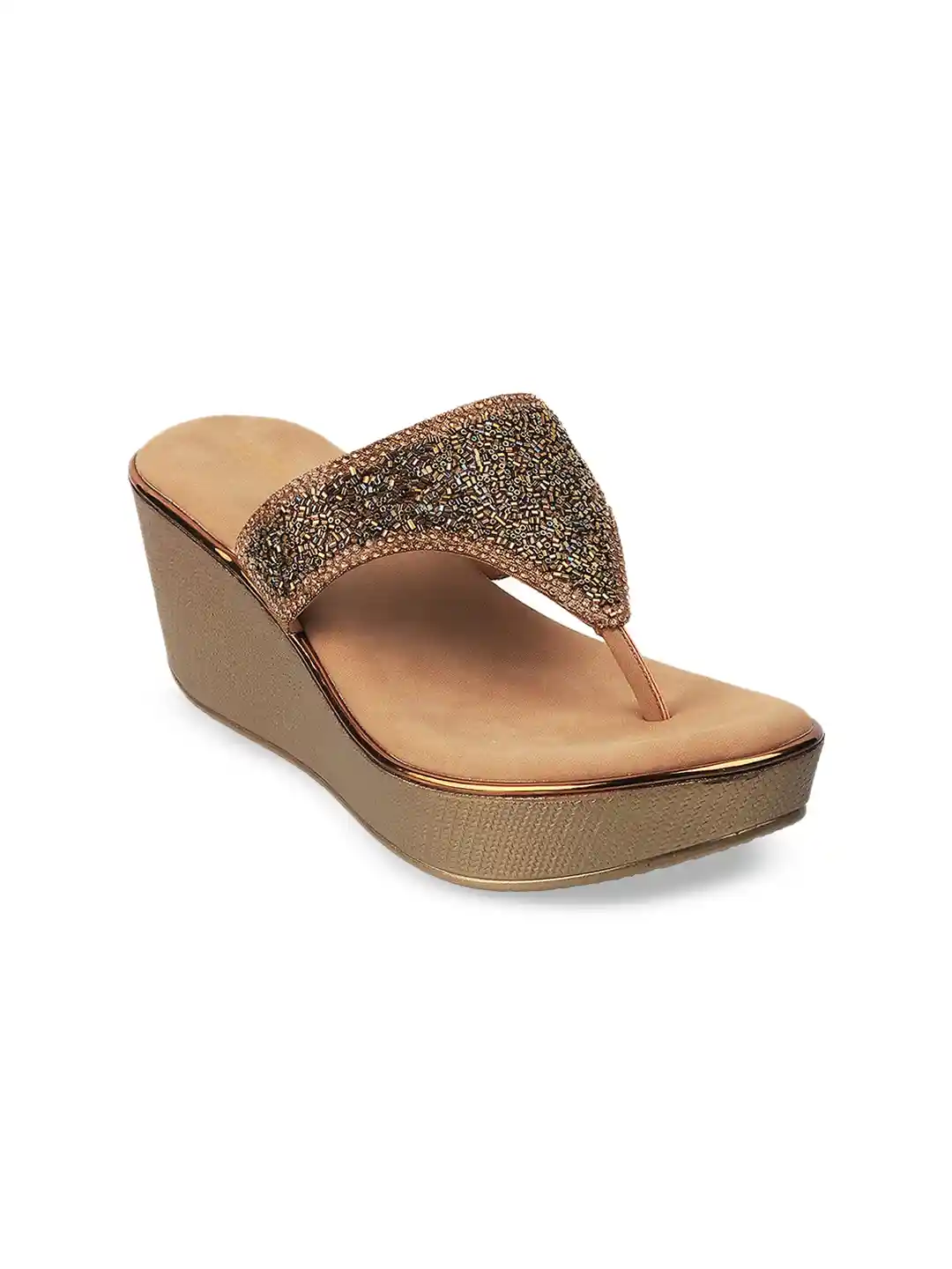 Metro Gold-Toned Party Wedge Sandals