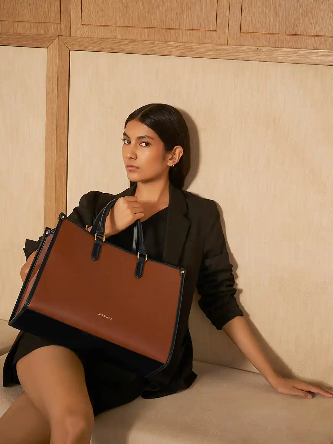 Buy MIRAGGIO Denice Brown Tote Bag with Adjustable Detachable