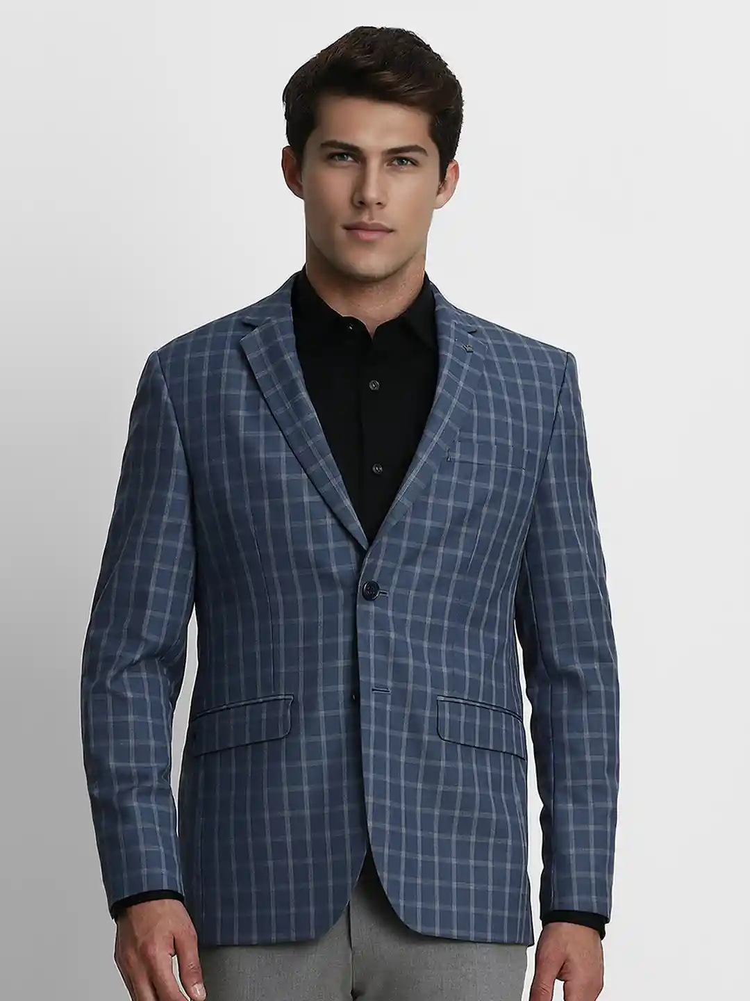 Louis Philippe Mens Grey Checkered Blazer Buy Louis Philippe Men