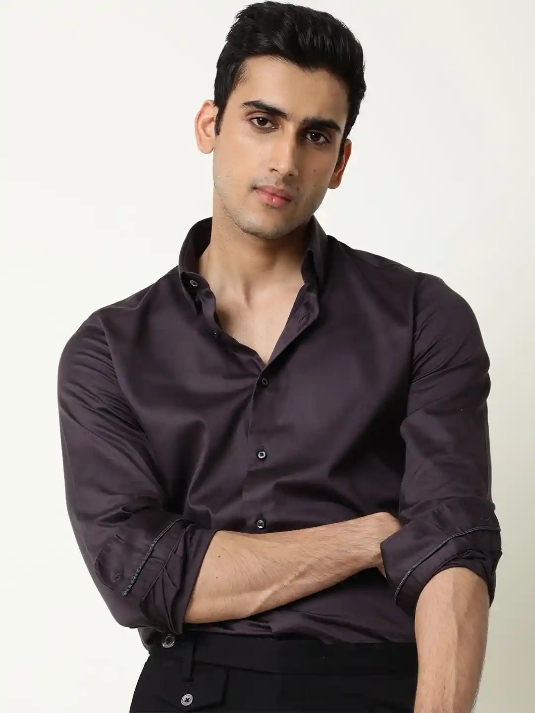 RARE RABBIT Men Como Purple Slim Fit Formal Shirt