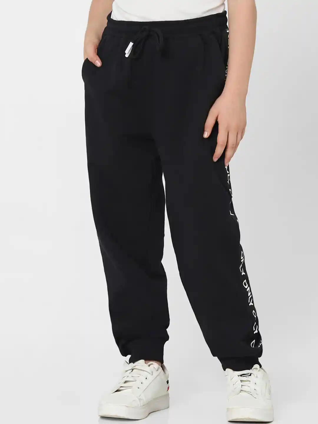 Buy KIDS ONLY Girls Black Solid Cotton Joggers Track Pants for