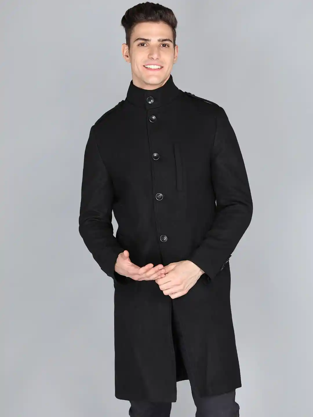 Buy LURE URBAN Men Black Solid Stylish Trench Coat Coats for Men