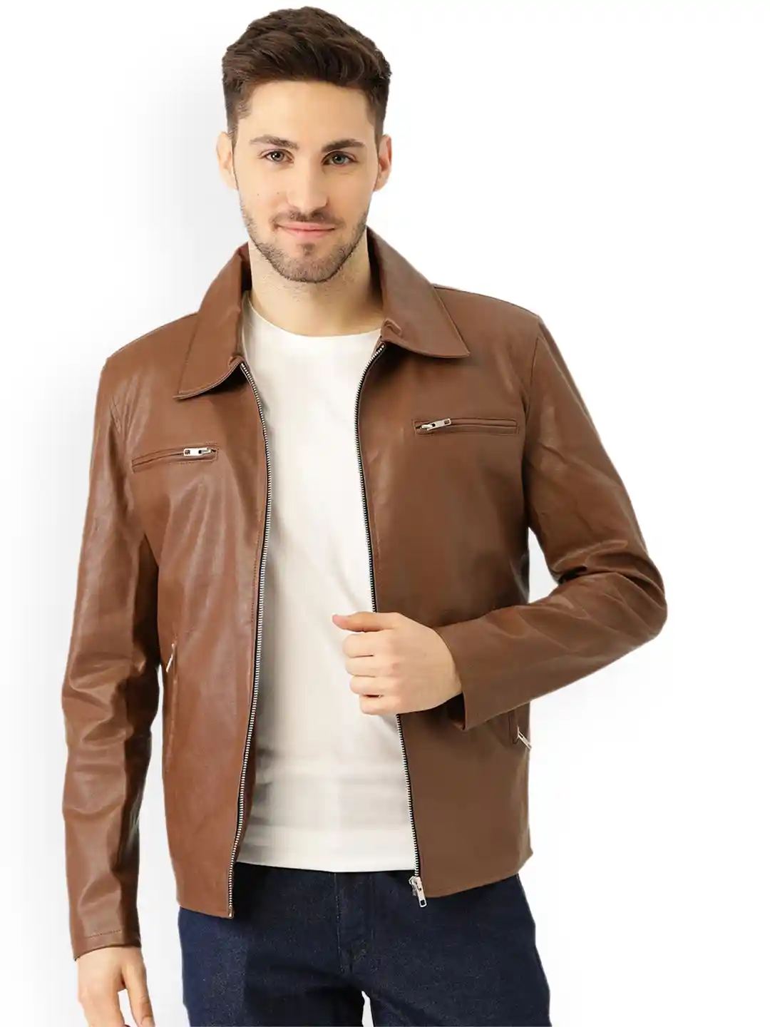 Buy Leather Retail Men Brown Outdoor Biker Jacket Jackets for