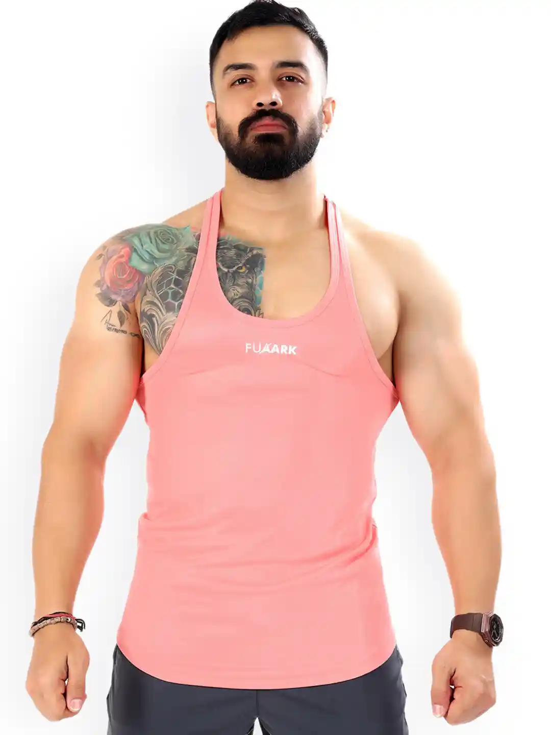 Buy FUAARK Men Pink Solid Stretchable Sweat Wicking Fabric Slim