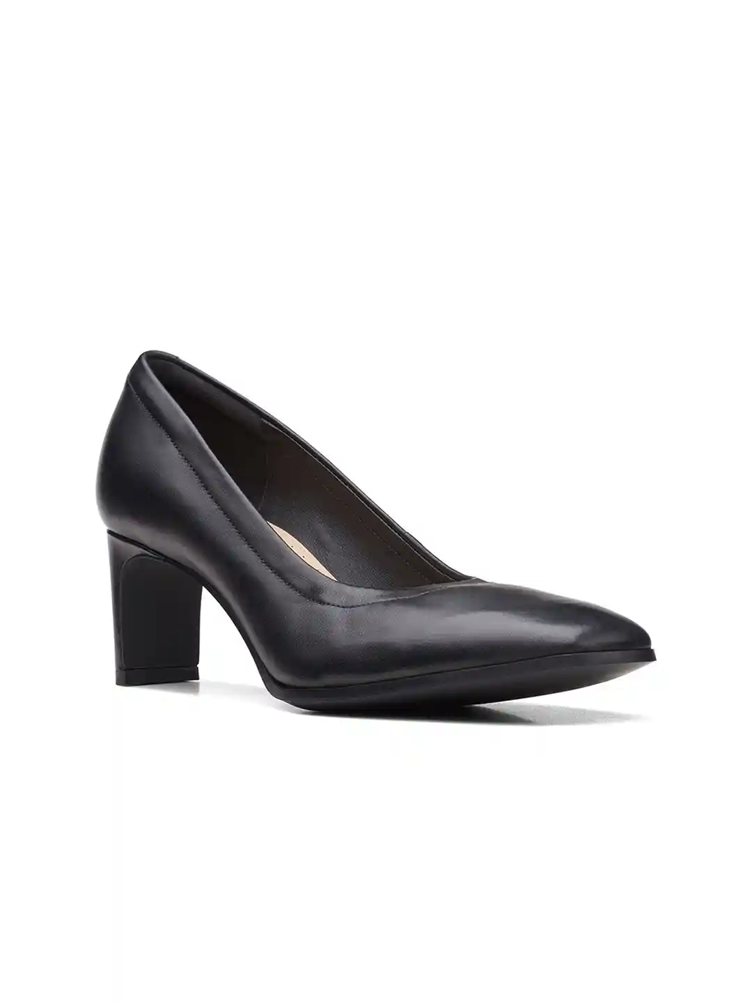 Buy Clarks Black Leather Block Pumps Heels for Women 19984474