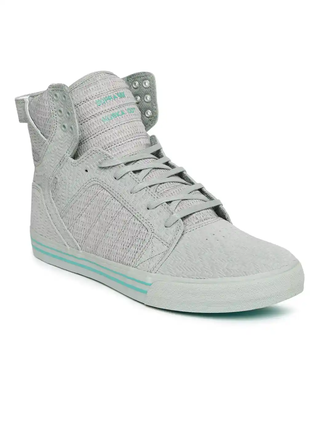Buy Supra Men Grey Woven Design SKYTOP High-Top Skate Shoes