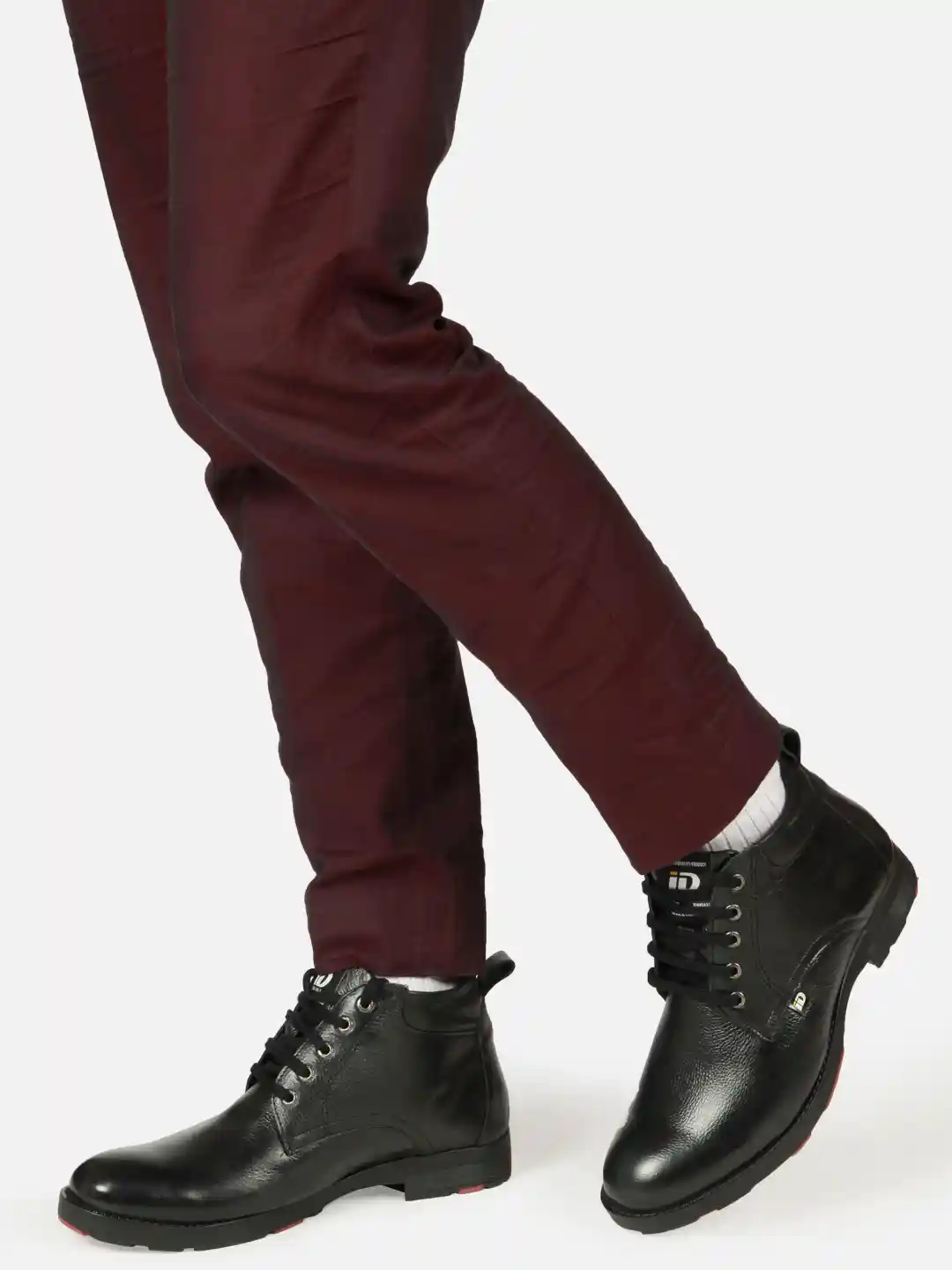 Buy ID Men Black Solid Leather Regular Boots Boots for Men