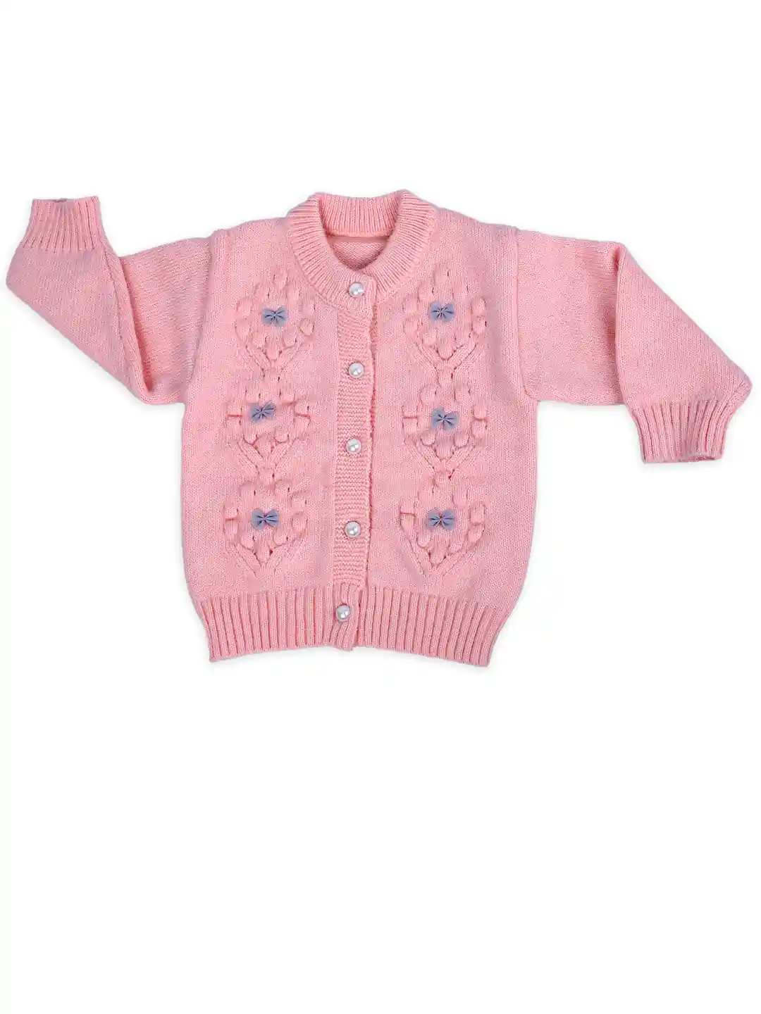 Buy Baby Moo Kids Pink Elegant Bow And Pearl Buttons Full Sleeves