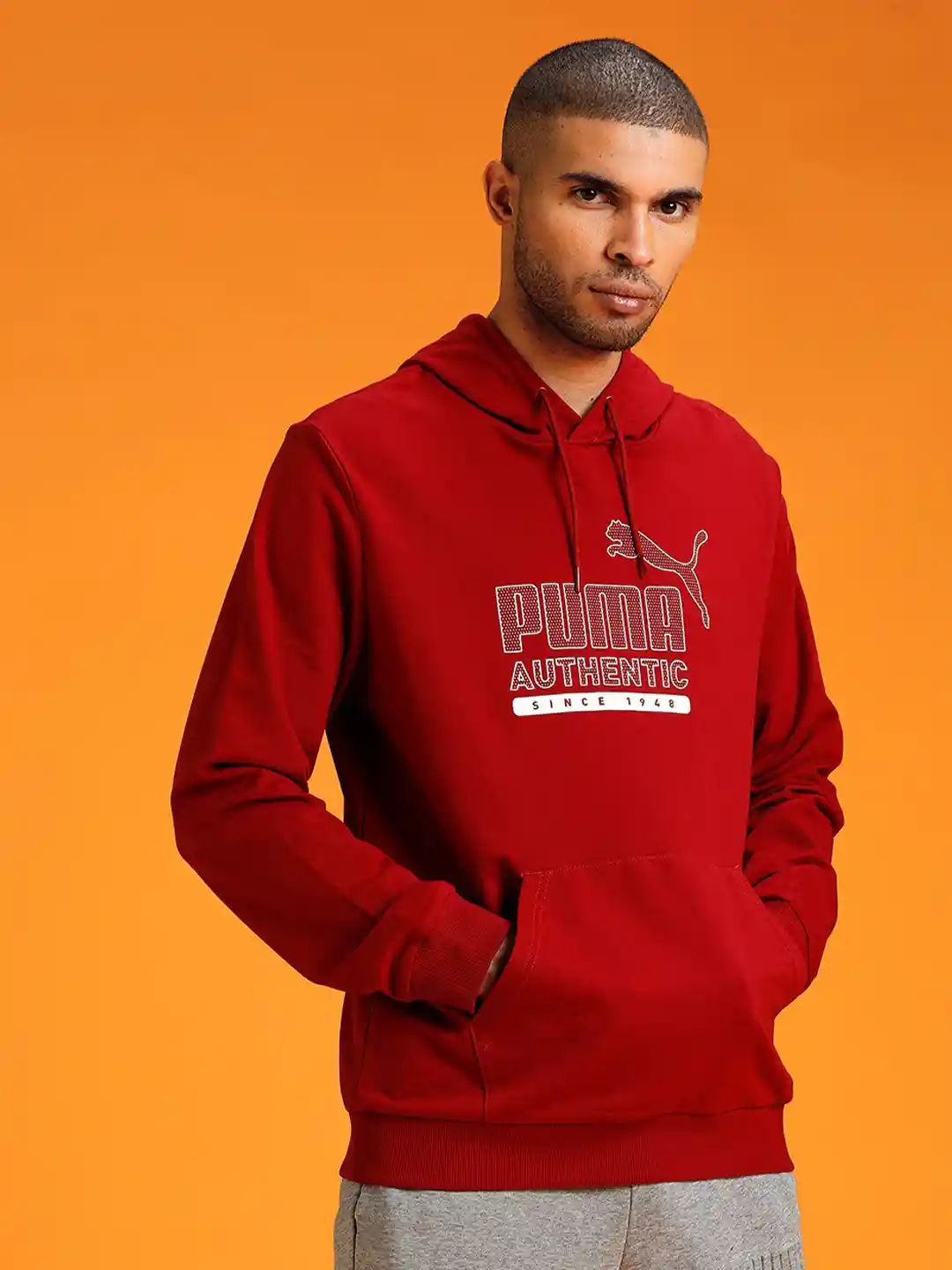 Buy Puma Men Red Cat Graphic Hoodie Cotton Sweatshirt