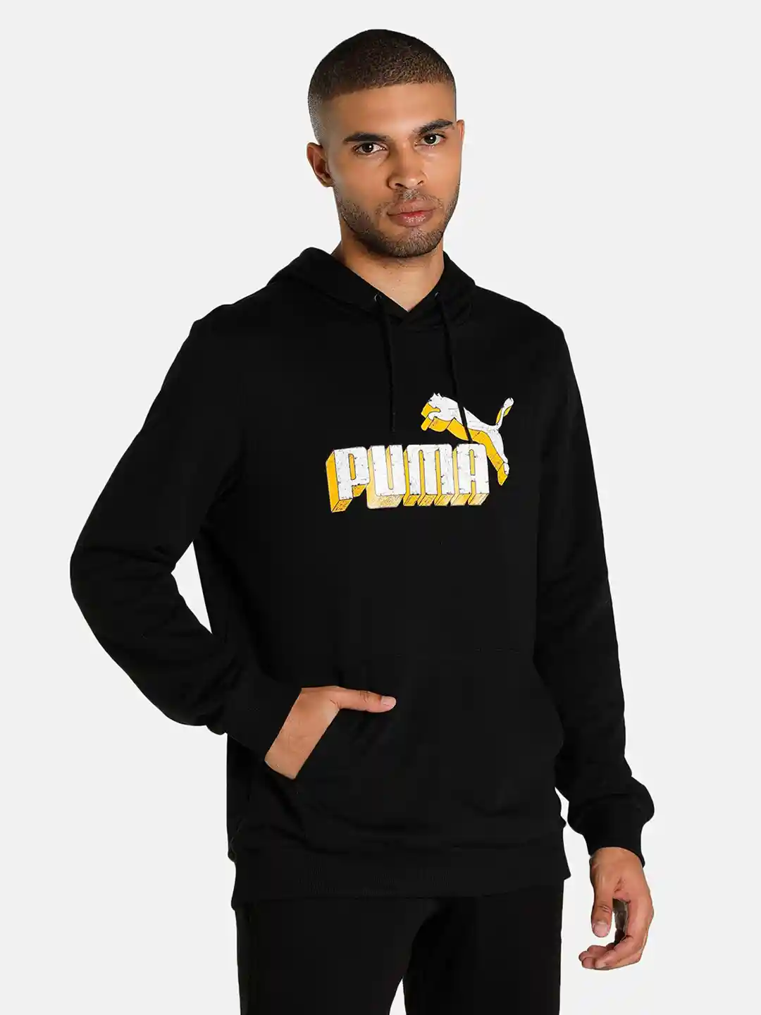 Buy Puma Men Black Printed Cotton Graphic Hoodie Sweatshirt - Sweatshirts  for Men 20043910 | Myntra