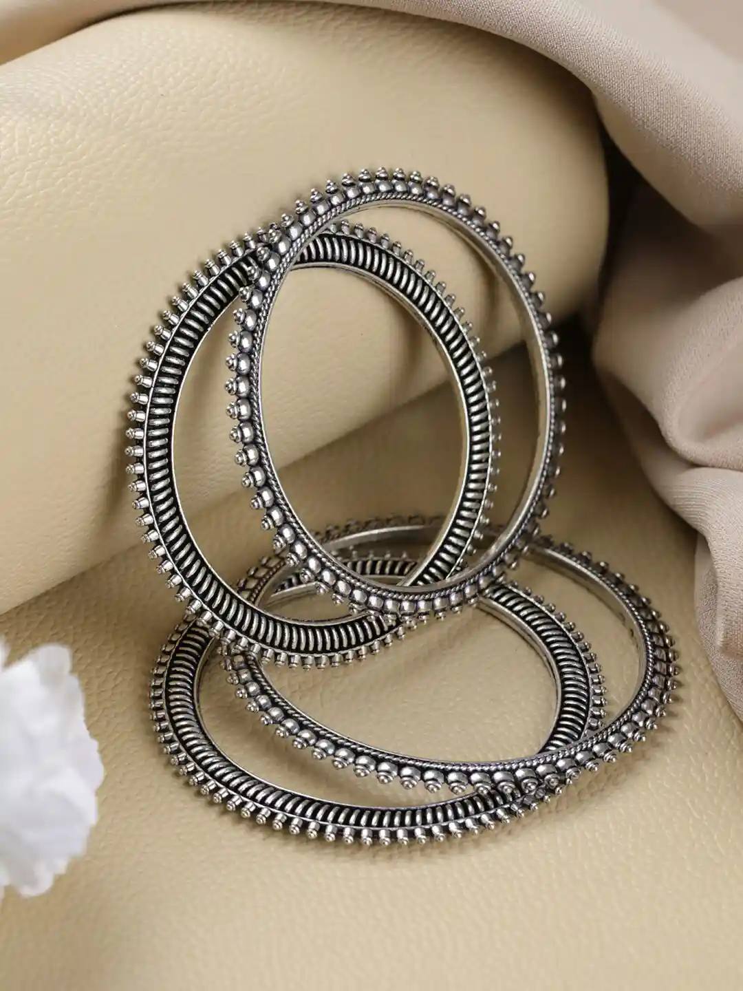 Buy Jazz and Sizzle Set Of 4 Silver Plated Oxidised Bangles