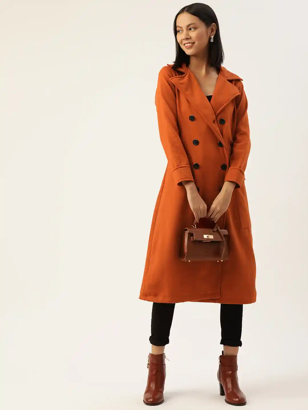 Buy Alsace Lorraine Paris Women Rust Orange Solid Longline Double