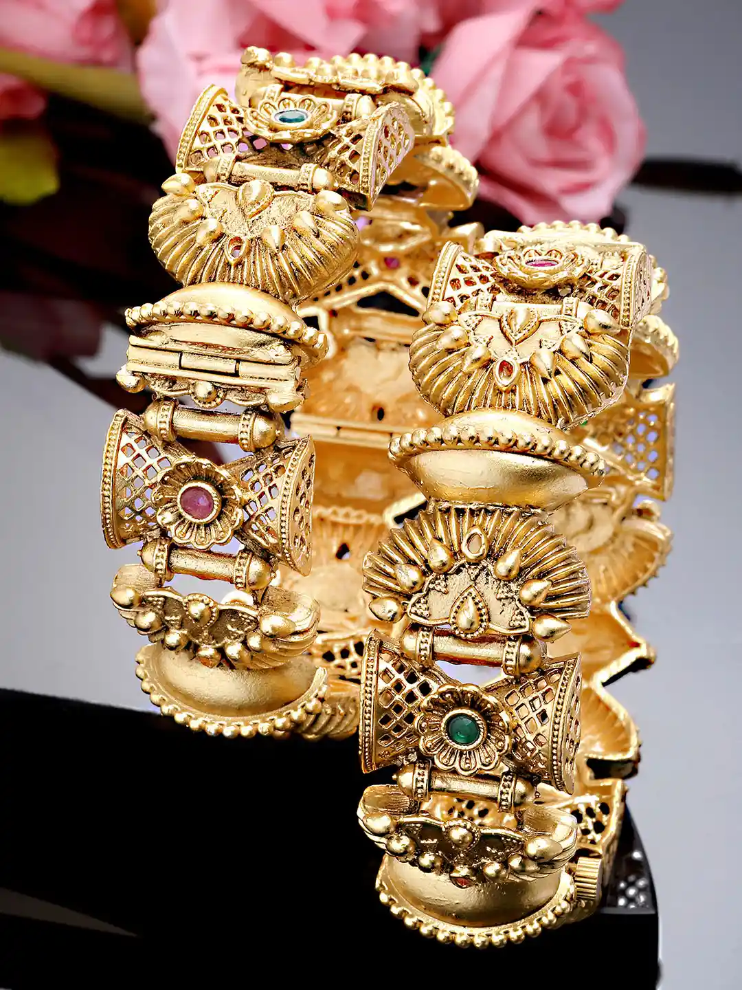 KARATCART Set of Gold Plated Rajwadi Bangles