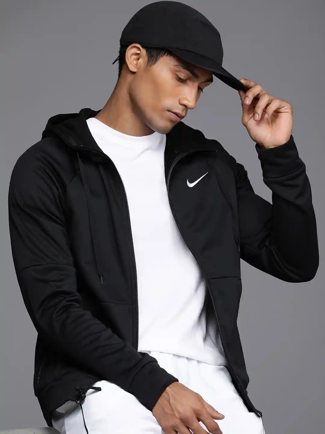 Buy Nike Men Black Solid Therma-FIT Hooded Training Sporty Jacket