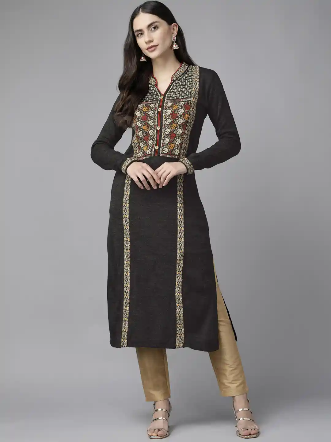 Myntra Woollen Kurtas Online Buy Trend Level Women Embroidered