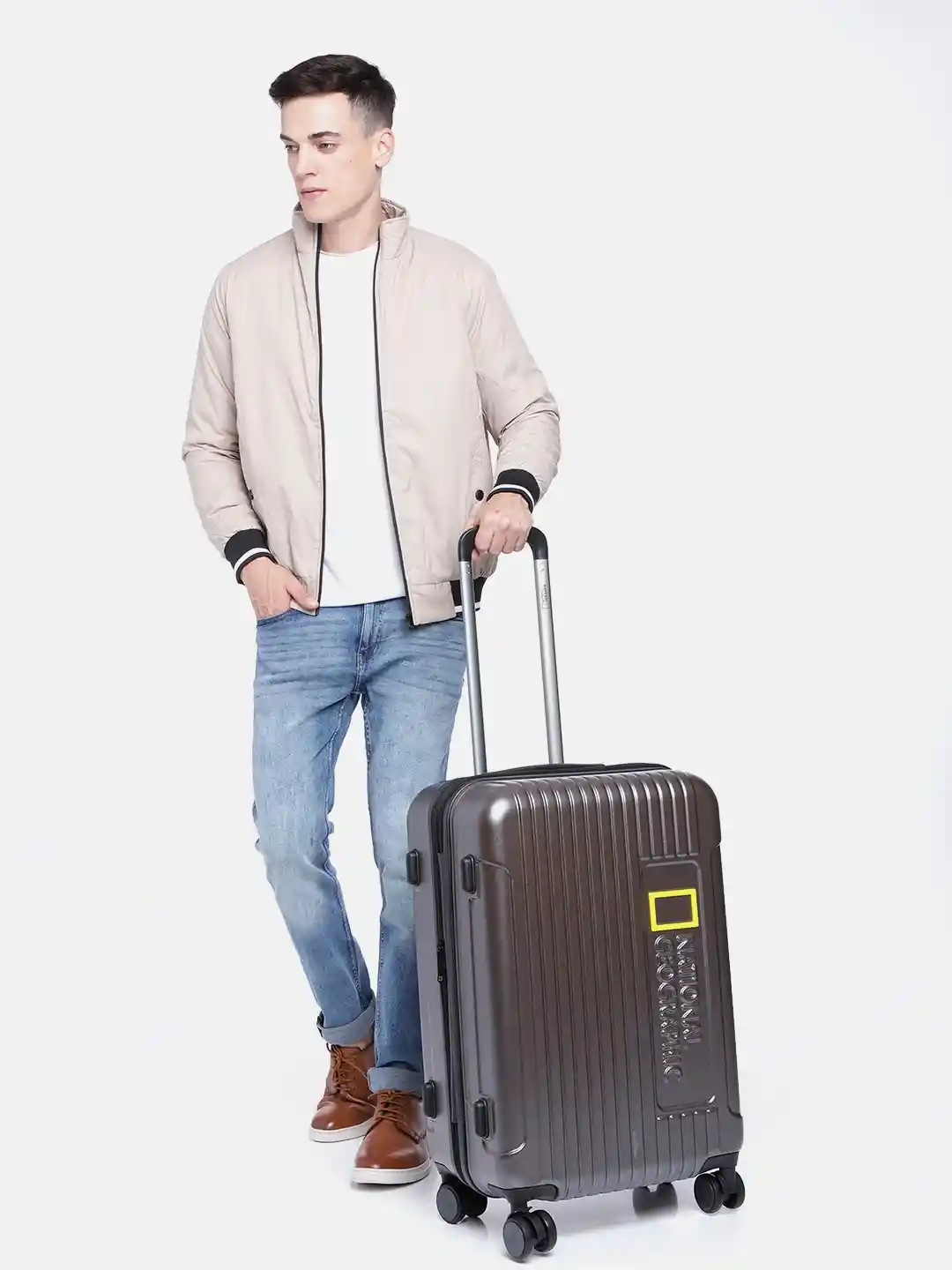 Buy National Geographic Gunmetal-Toned Wheels Medium Check-In