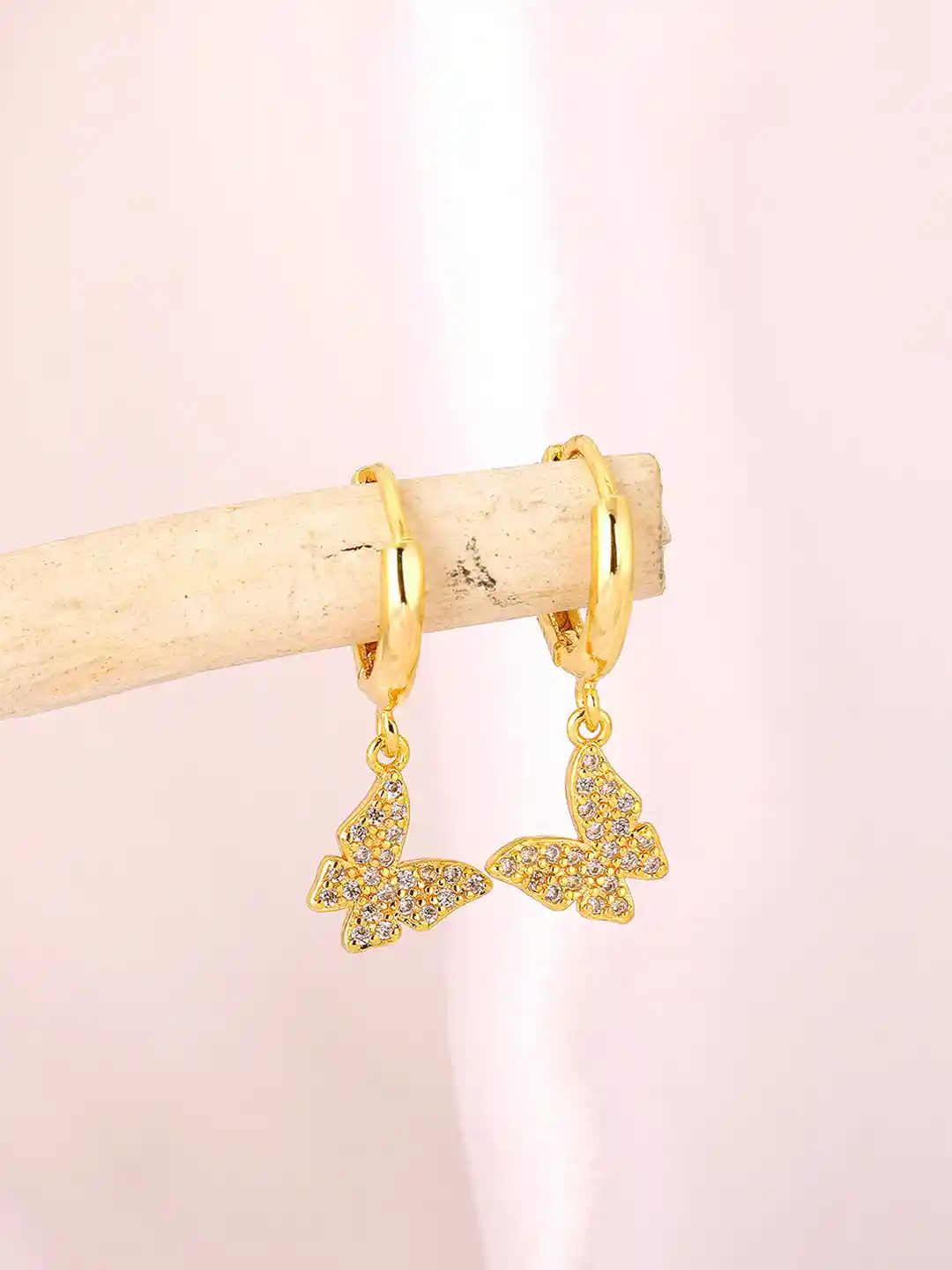 Buy GIVA 925 Sterling Silver Gold-Plated White Butterfly Hoop