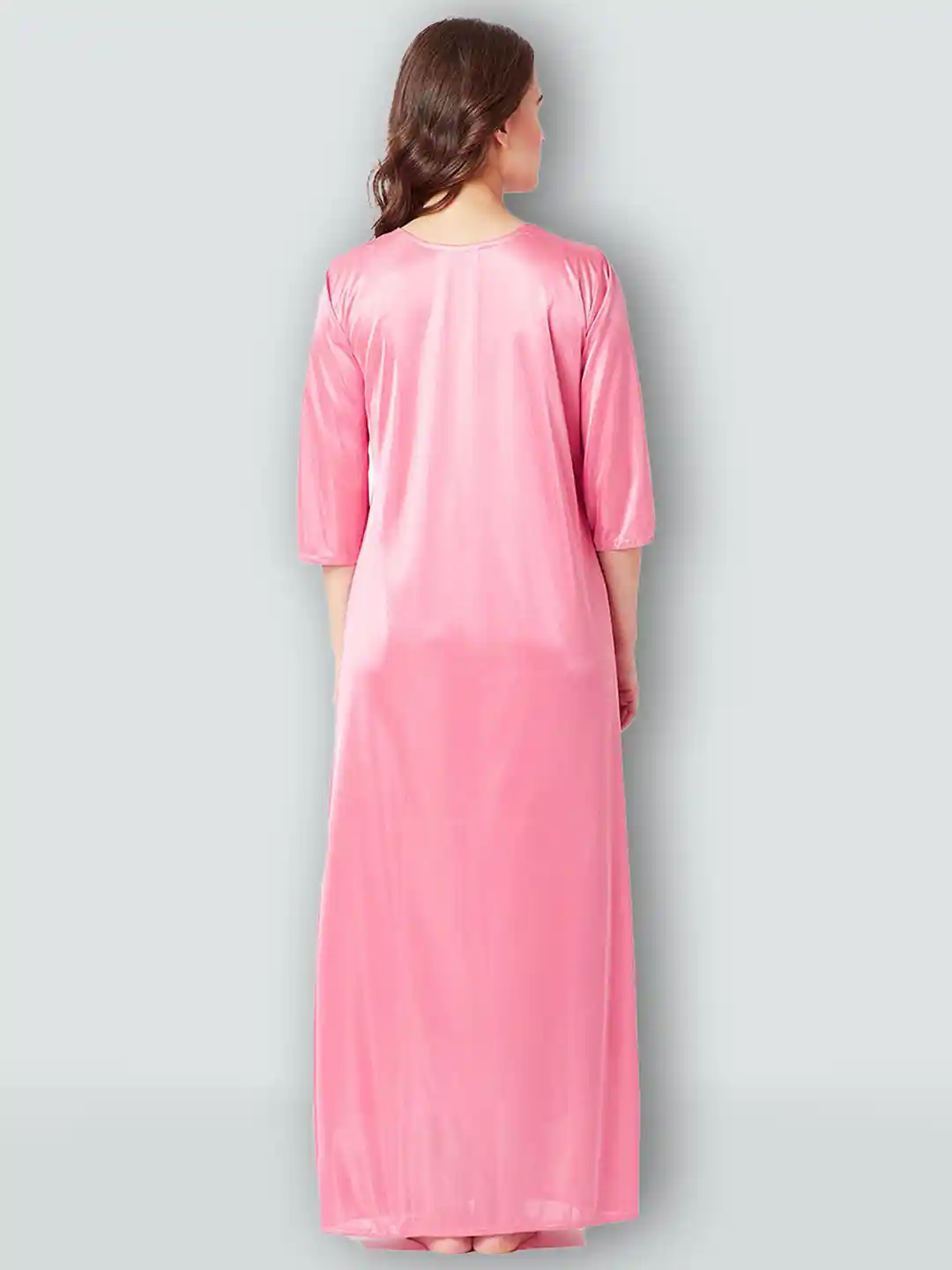 Buy Romaisa Women Pink Maxi Nighty with Robe Nightdress for