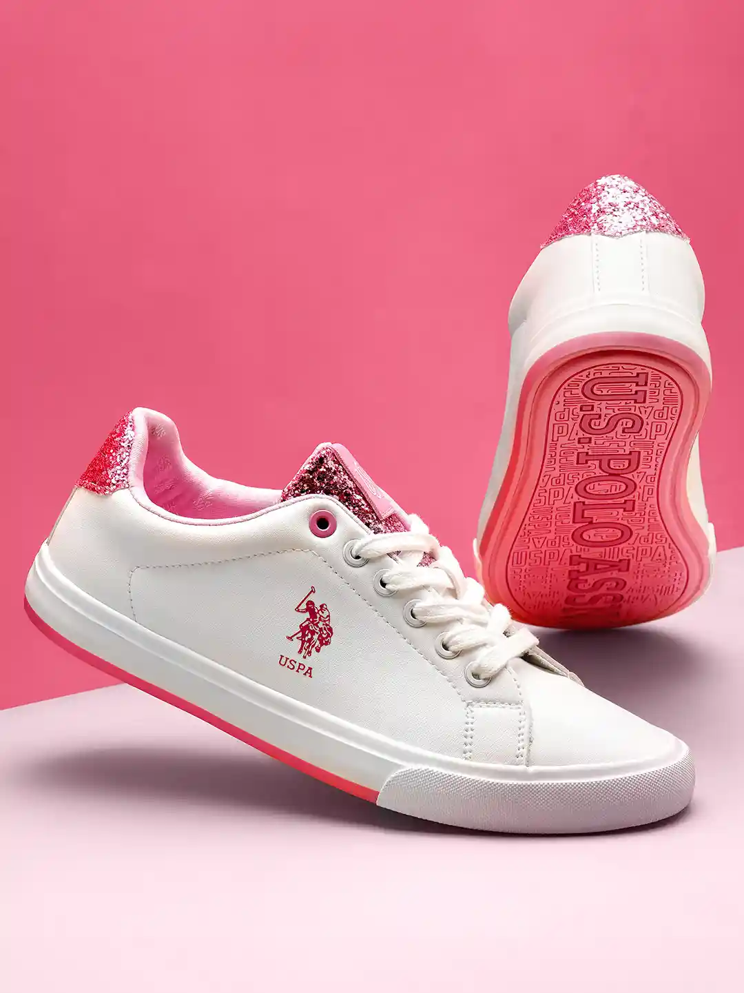 Buy U S Polo Assn Women Off White Pink Sneakers Casual Shoes