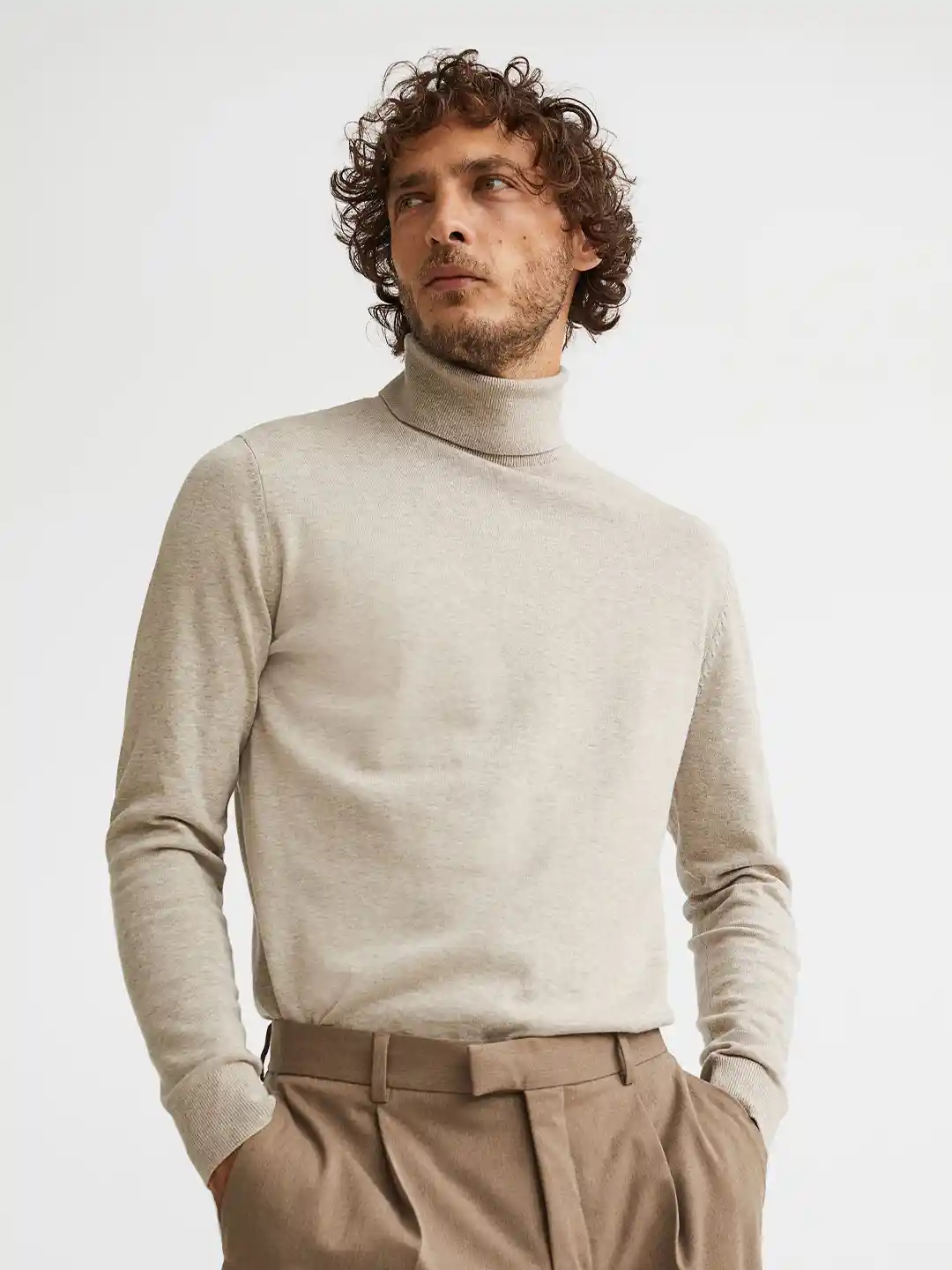 Buy H&M Slim Fit Fine-Knit Polo-Neck Cotton Jumper Sweaters for