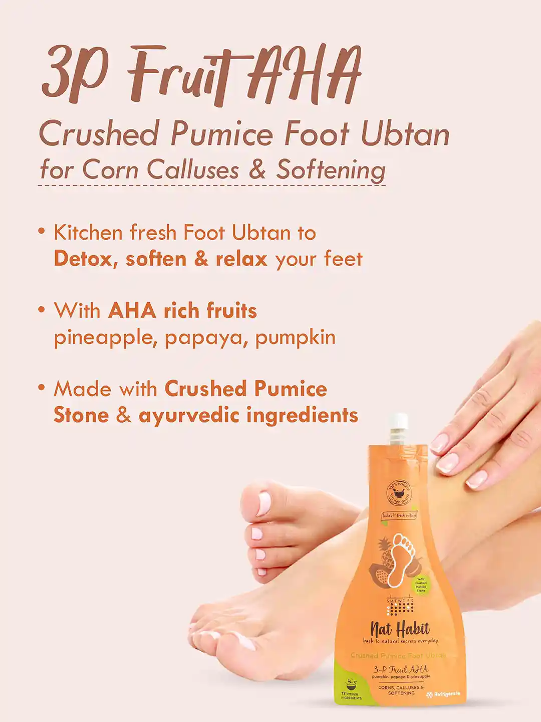 Buy Nat Habit Set of 3P-AHA Crushed Pumice Foot Ubtan for