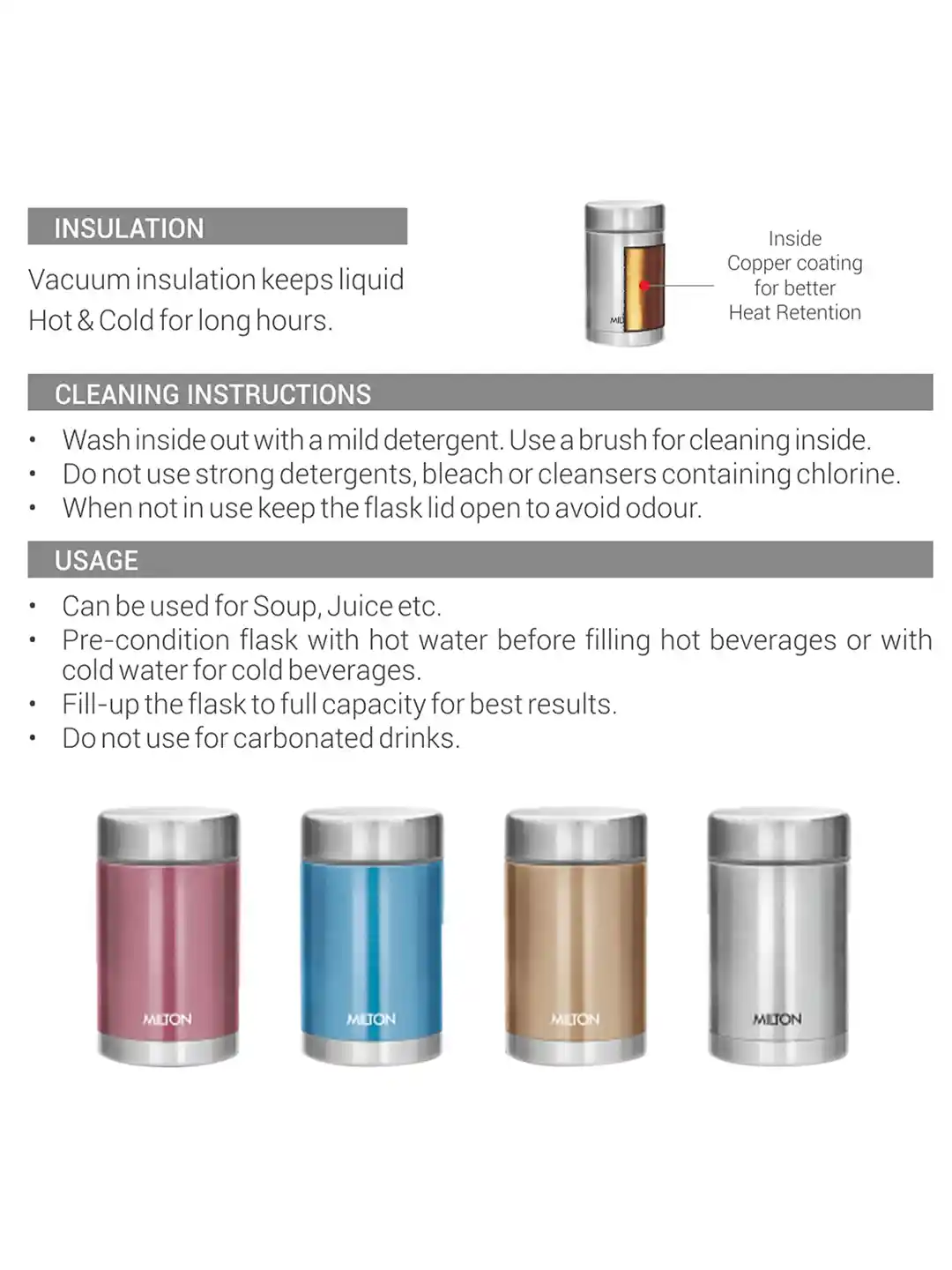 Buy Milton Blue Cruet 550 Thermosteel Hot Cold Soup Flask 515 ml