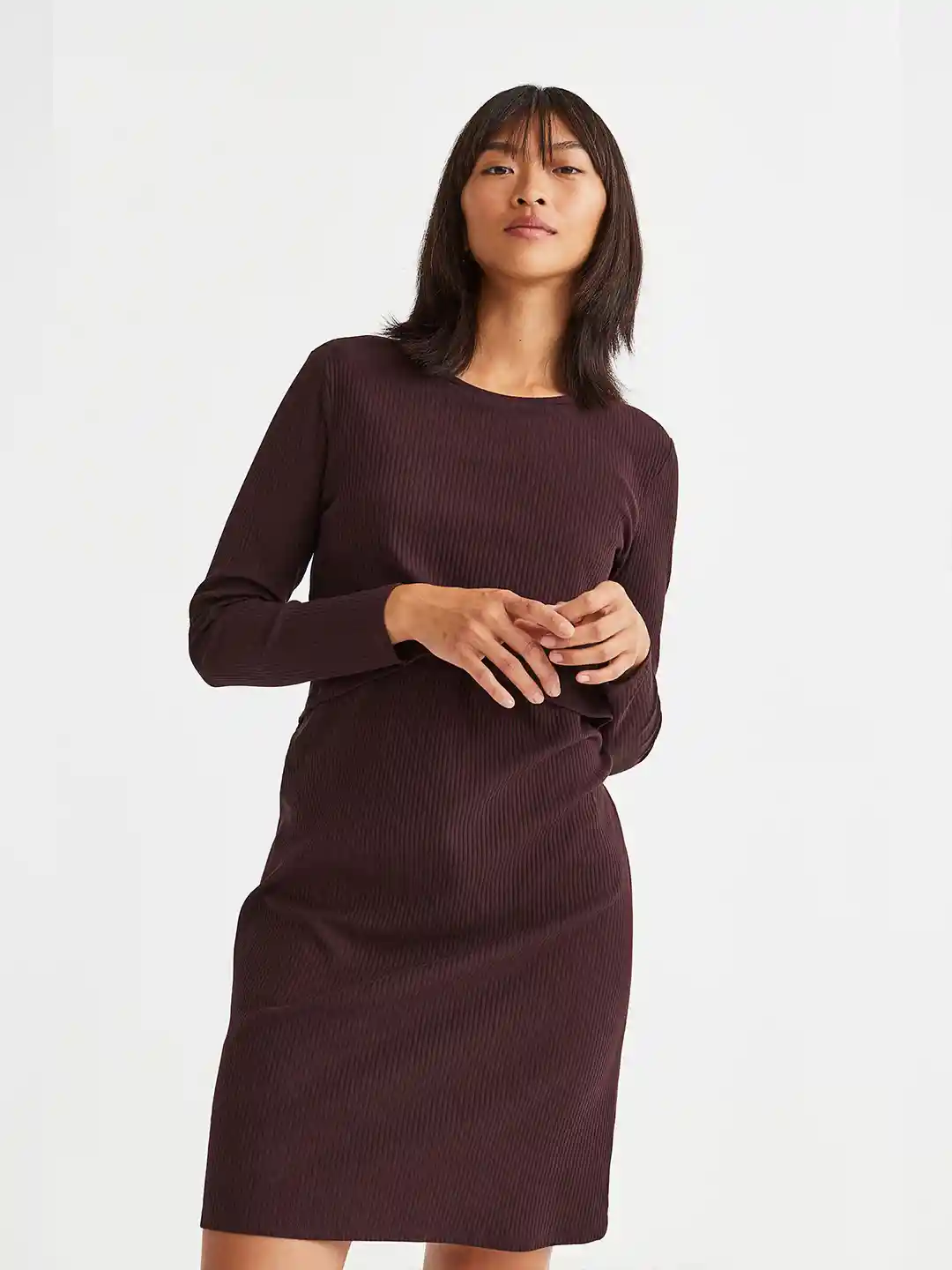 Buy H&M Women Brown MAMA Ribbed Nursing Dress Dresses for Women