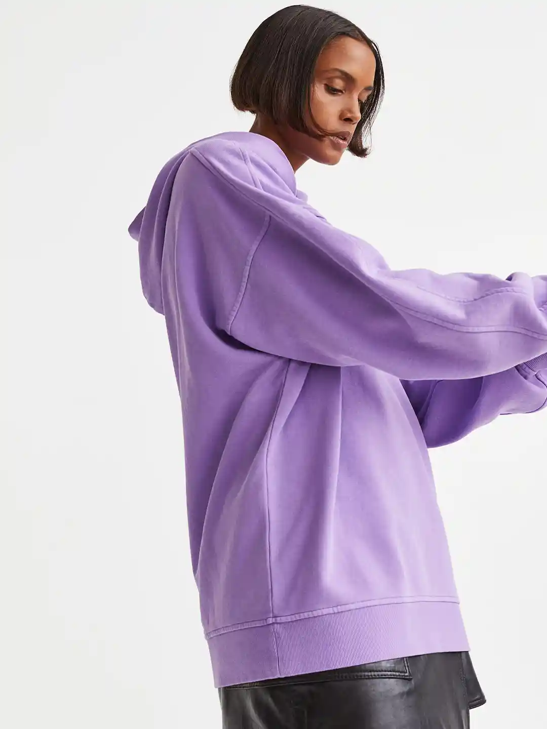 Buy H&M Lavender Solid Knitted Hoodie - Sweatshirts for Women