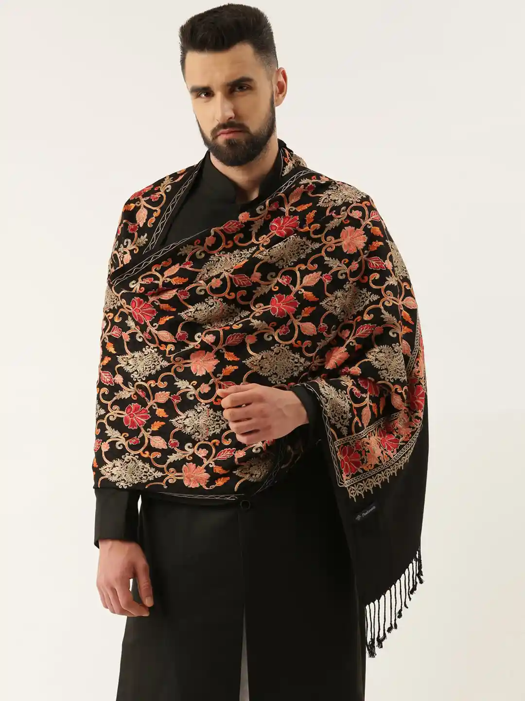 Buy Pashmoda Men Floral Embroidered Shawl Shawl for Men 20226958