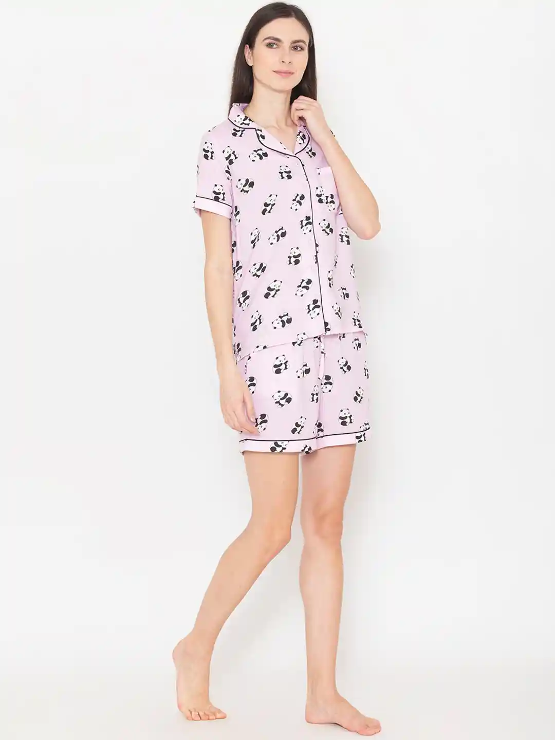 Buy Vami Women Pink Black Mickey Mouse Printed Night suit