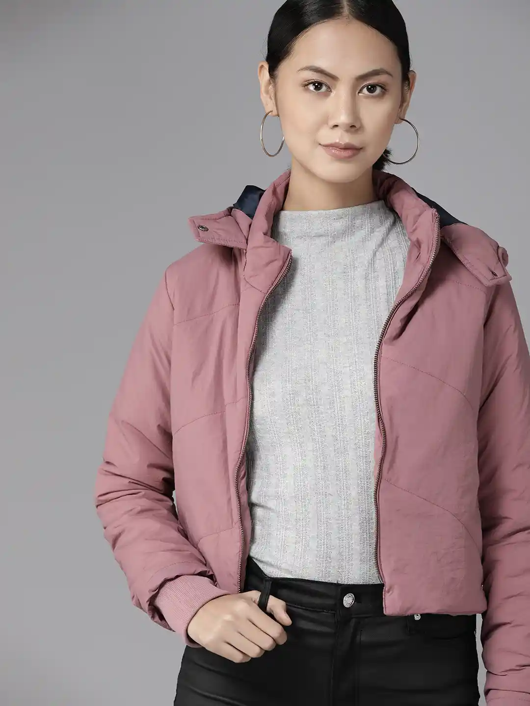 Buy U S Polo Assn Women Women Dusty Pink Solid Padded Jacket with