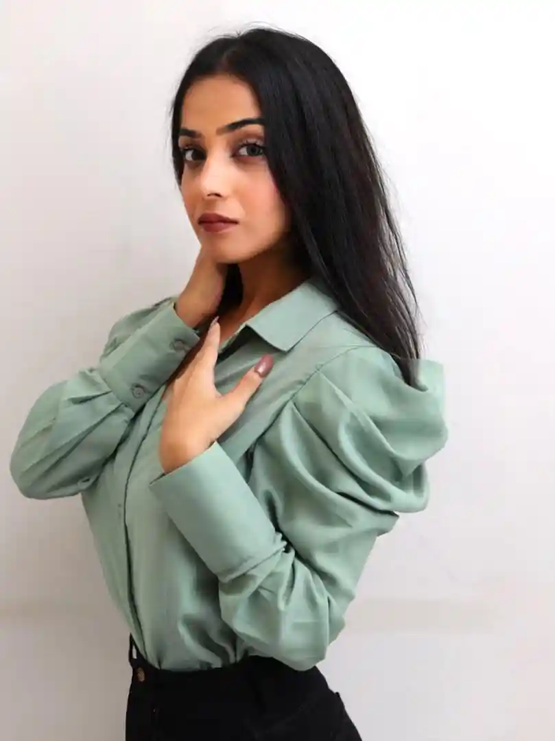 Buy CHIC BY TOKYO TALKIES Women Green Solid Shirt Style Top Tops