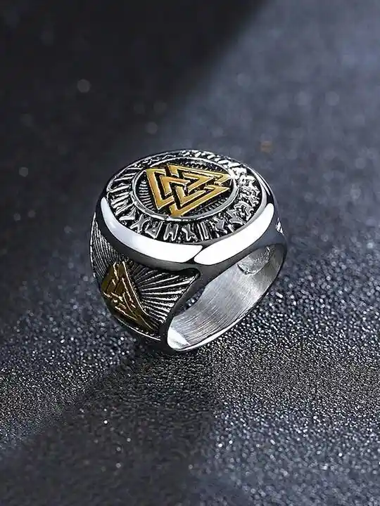 Yellow Chimes Men Silver-Toned Black Stainless Steel Finger Ring