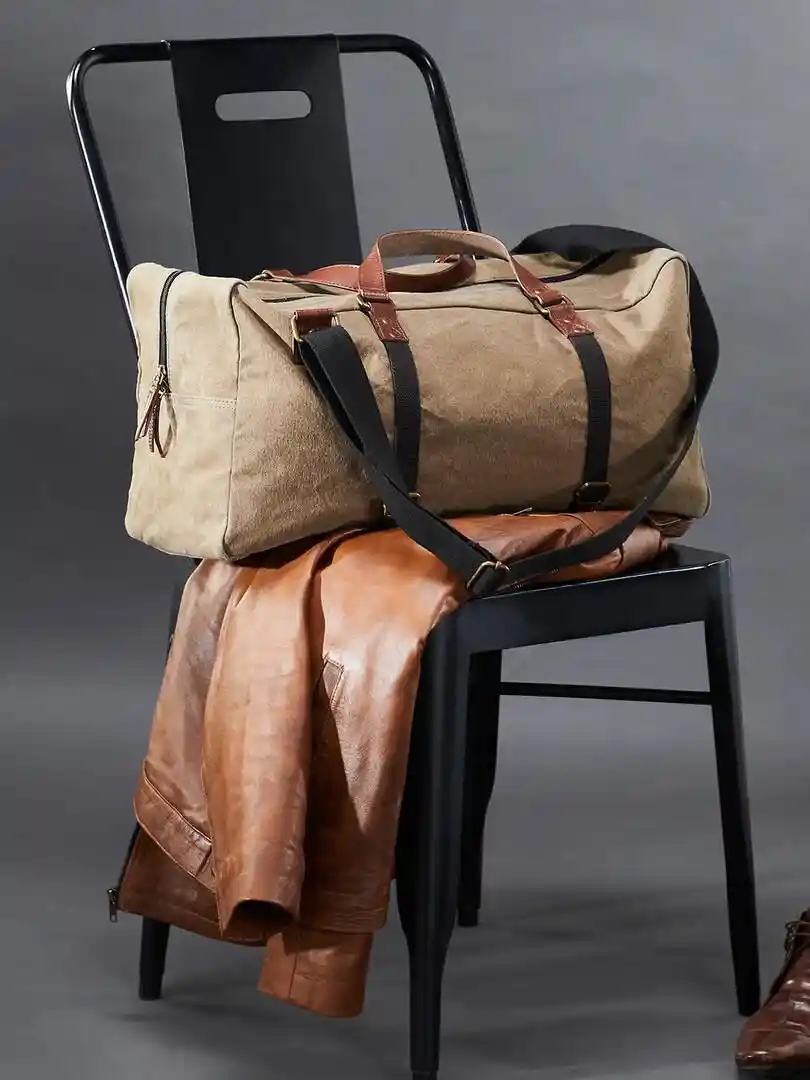 Mona B Unisex Brown Cotton Canvas Duffel Gym Travel and Sports Bag with  Stylish Design