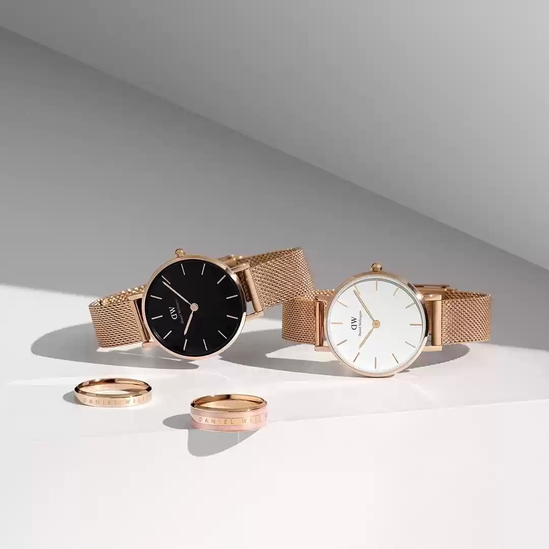 Buy Daniel Wellington Unisex Petite Melrose 36mm Black Dial