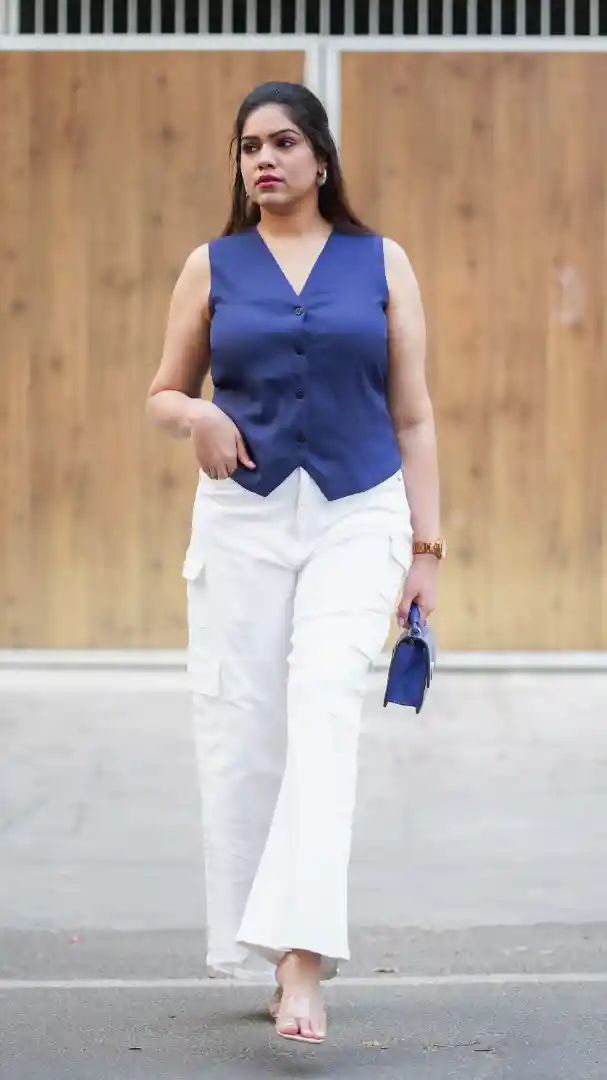 Buy FableStreet V-Neck Sleeveless Waistcoat Waistcoat for Women