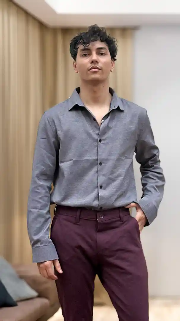 Buy INVICTUS Men Easy Care Grey Black Self Design Sustainable