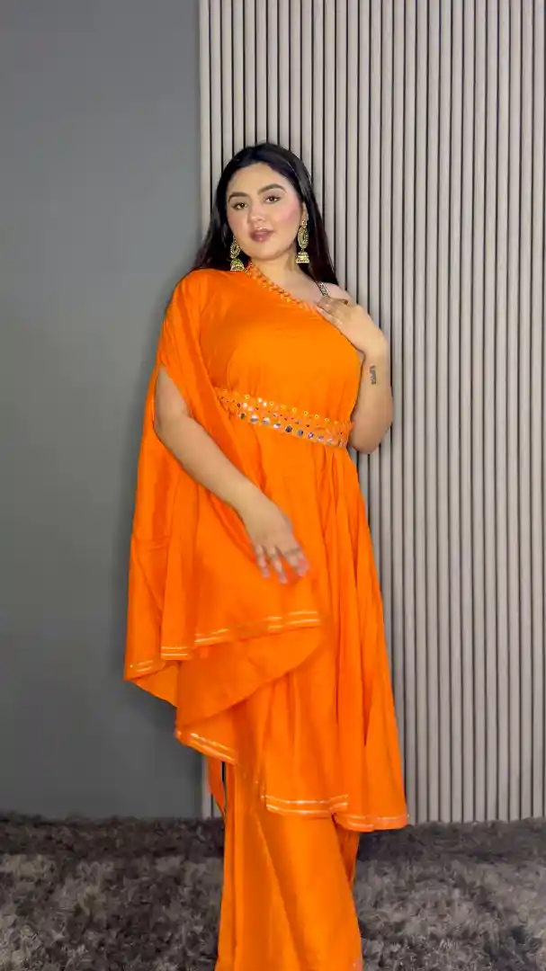 Buy InWeave One Shoulder Fusion Kurta With Palazzo - Kurta Sets