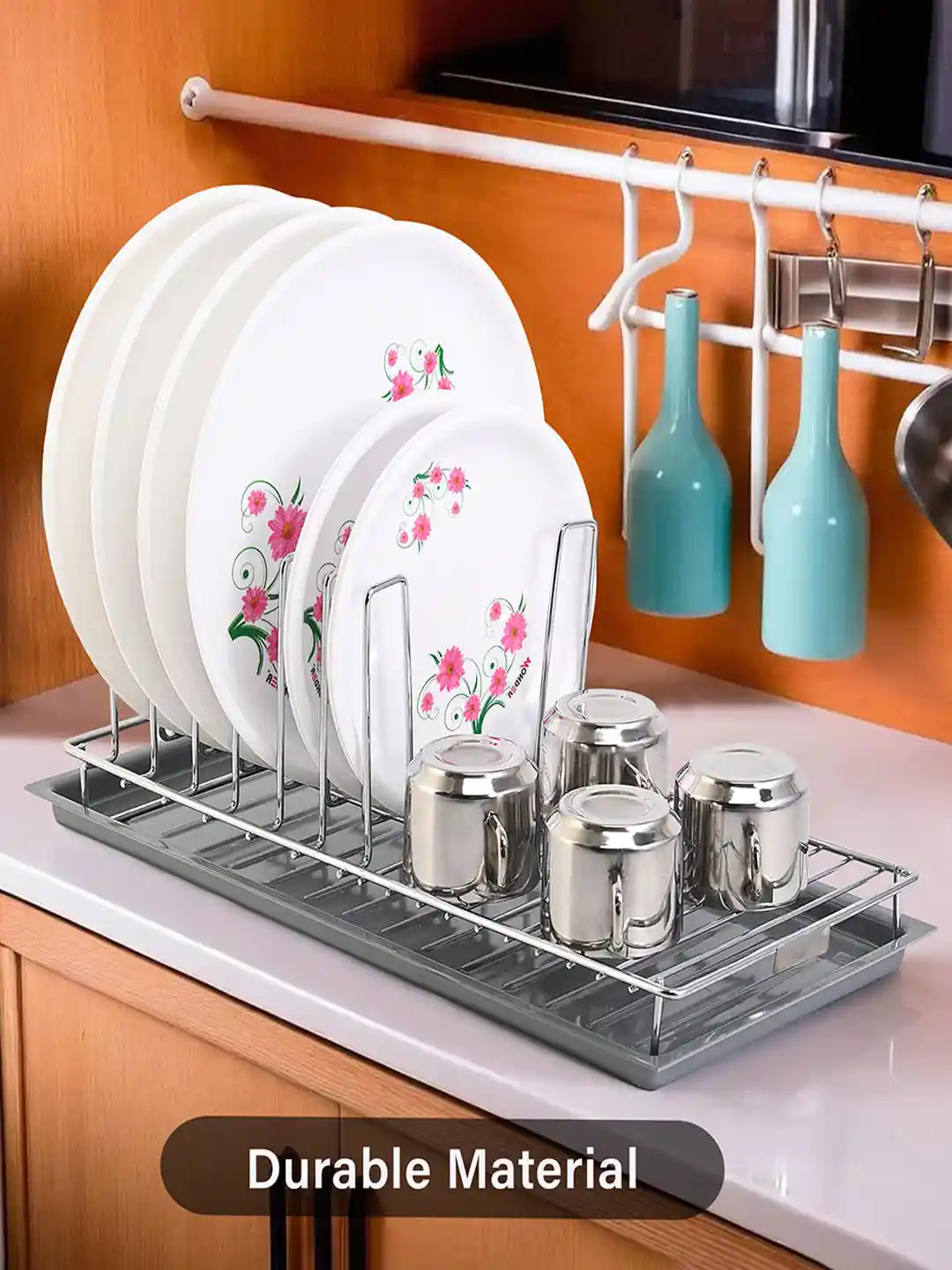 Buy Kuber Industries Stainless Steel Glass Plate Stand for