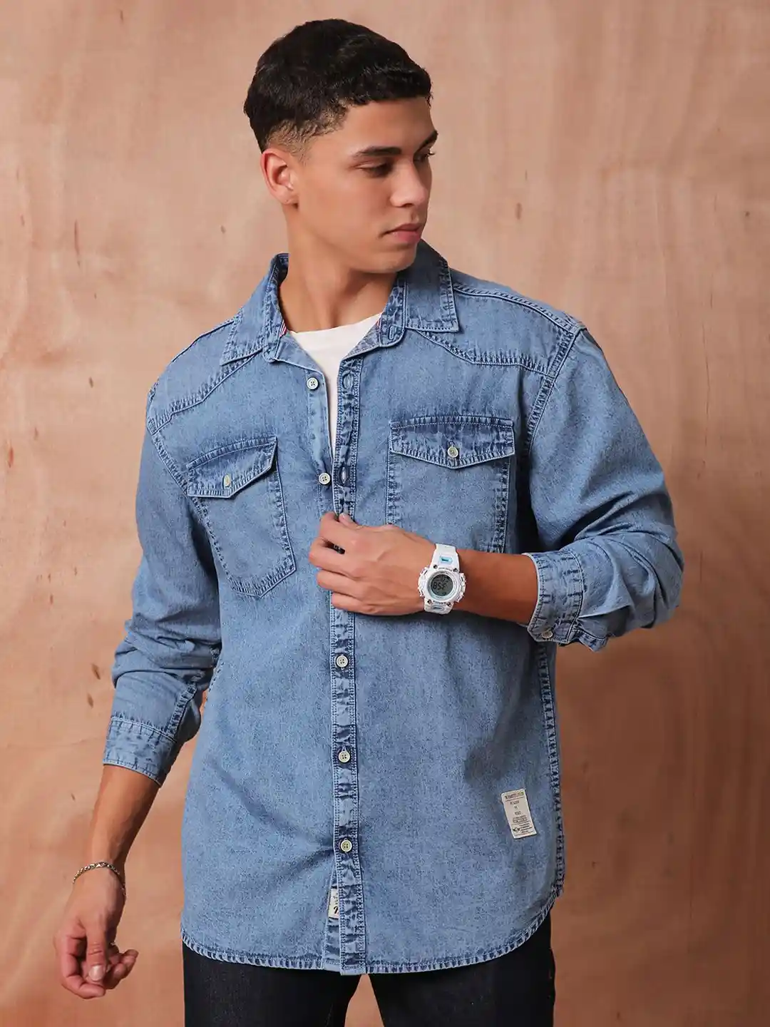 Buy The Roadster Lifestyle Co Relaxed Fit Denim Shirts Shirts