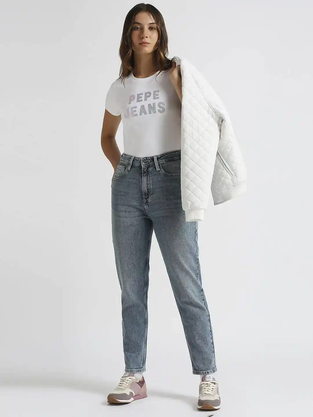 Pepe Jeans Women Relaxed Fit High-Rise Heavy Fade Stretchable Jeans