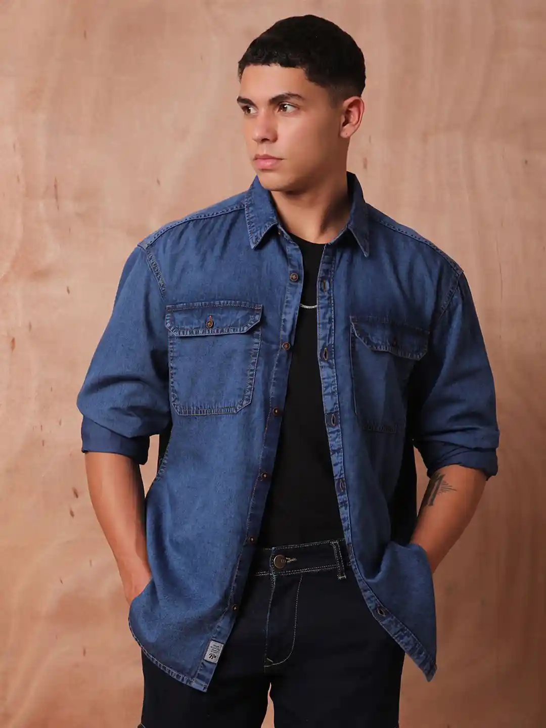 Buy The Roadster Lifestyle Co Men Relaxed-Fit Denim Casual Shirt