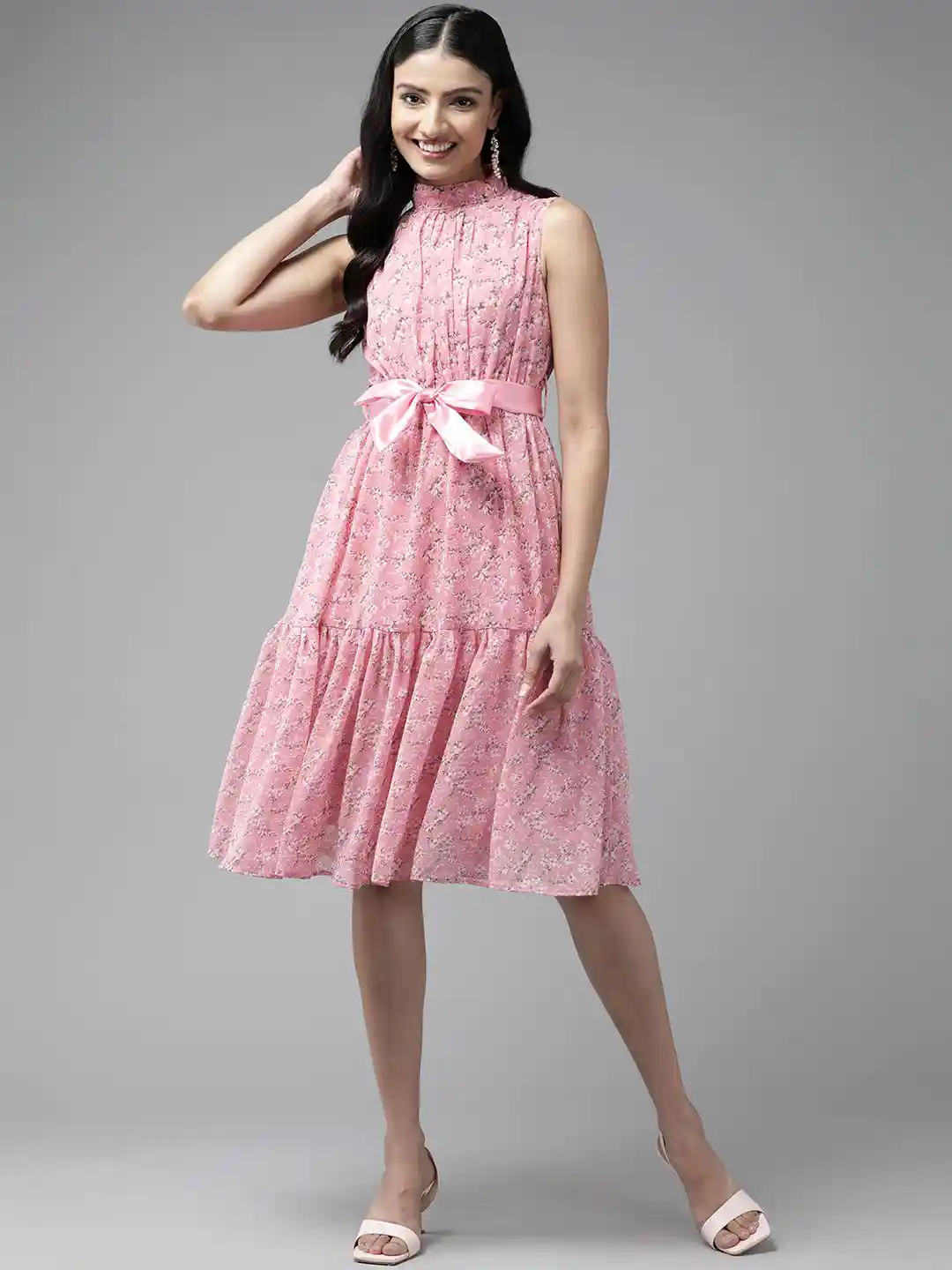 Buy BAESD Floral Print Georgette Peplum Dress Dresses for Women