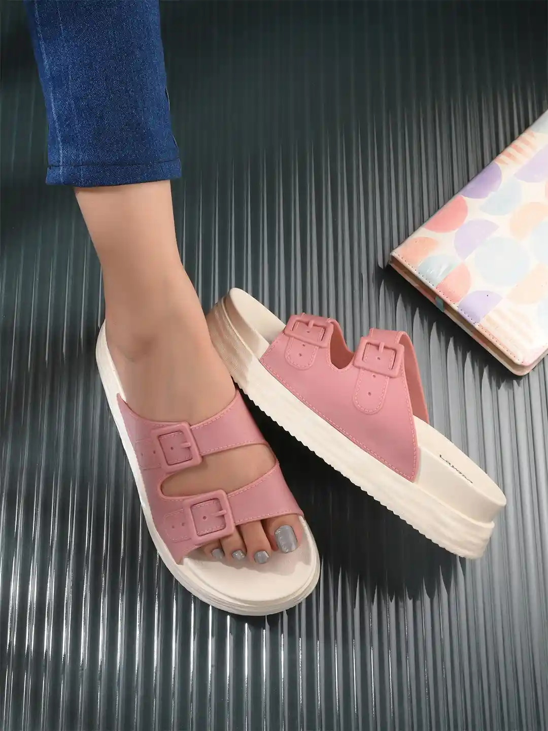 Buy Layasa Women Self Design Sliders Flip Flops Flip Flops for