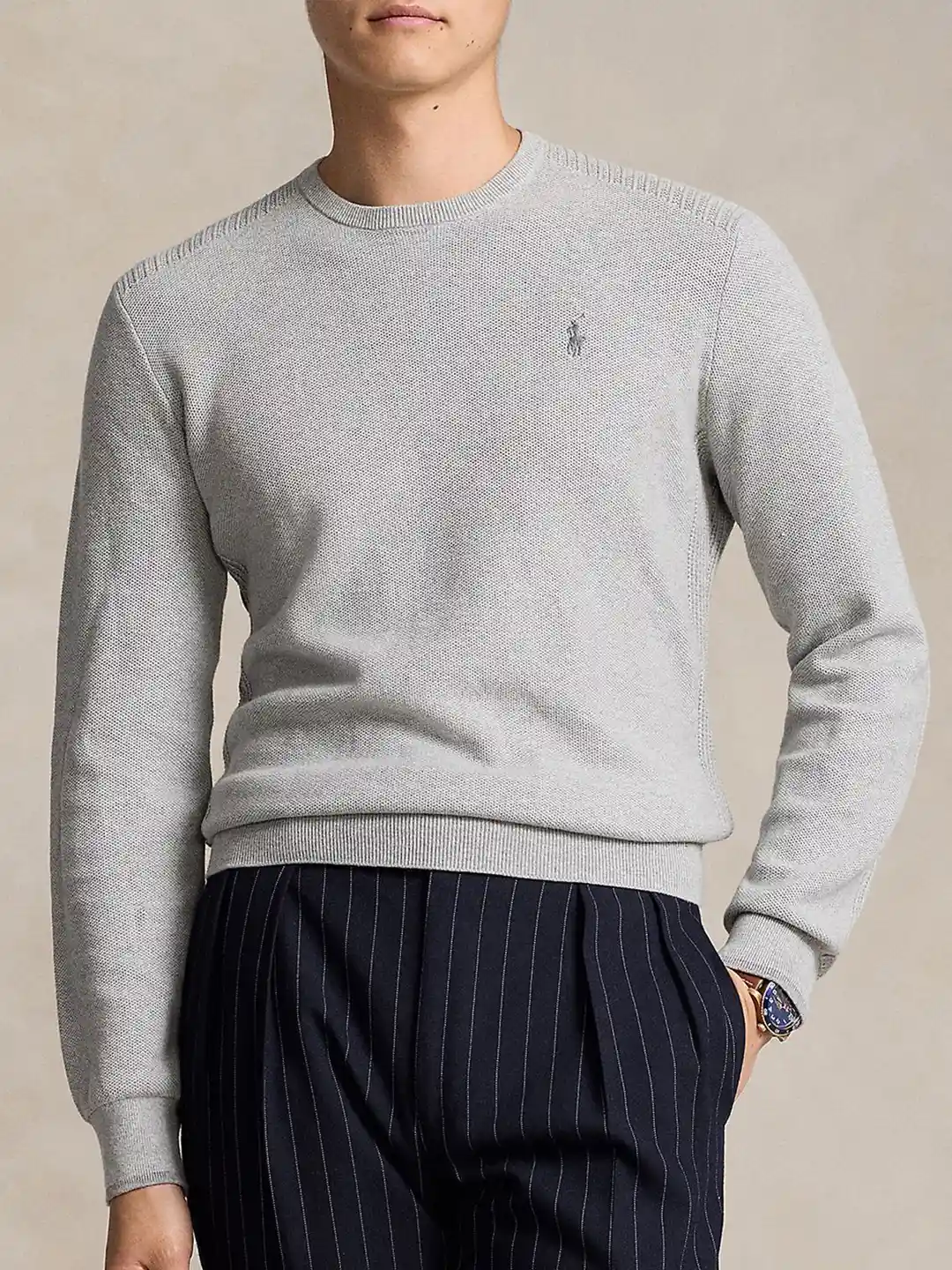 Crew Neck Polo Pullovers Polo Ralph Lauren Mesh-Knit Pure Cotton