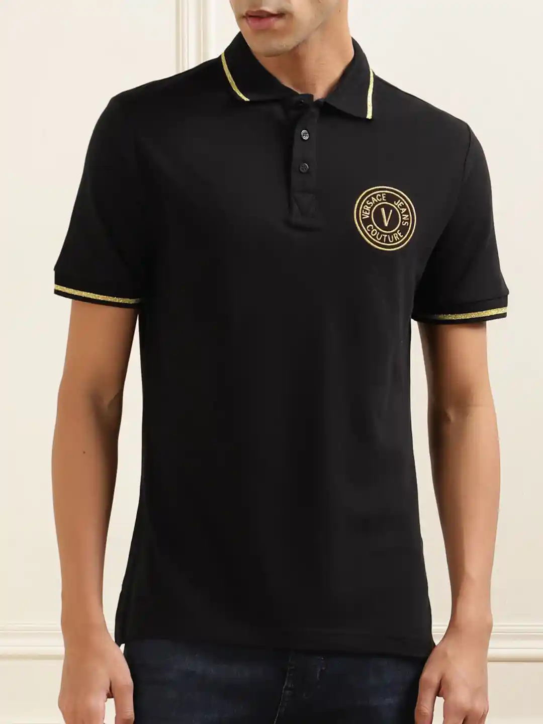 Buy Versace Jeans Couture Men Polo Collar Applique T-shirt